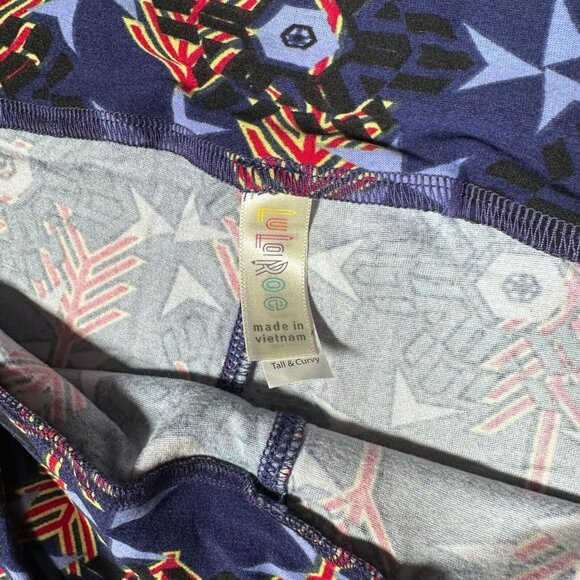 LuLaRoe Blue Red Black Yellow Tribal Arrows Southwestern Leggings Tall Curvy TC - Picture 3 of 6